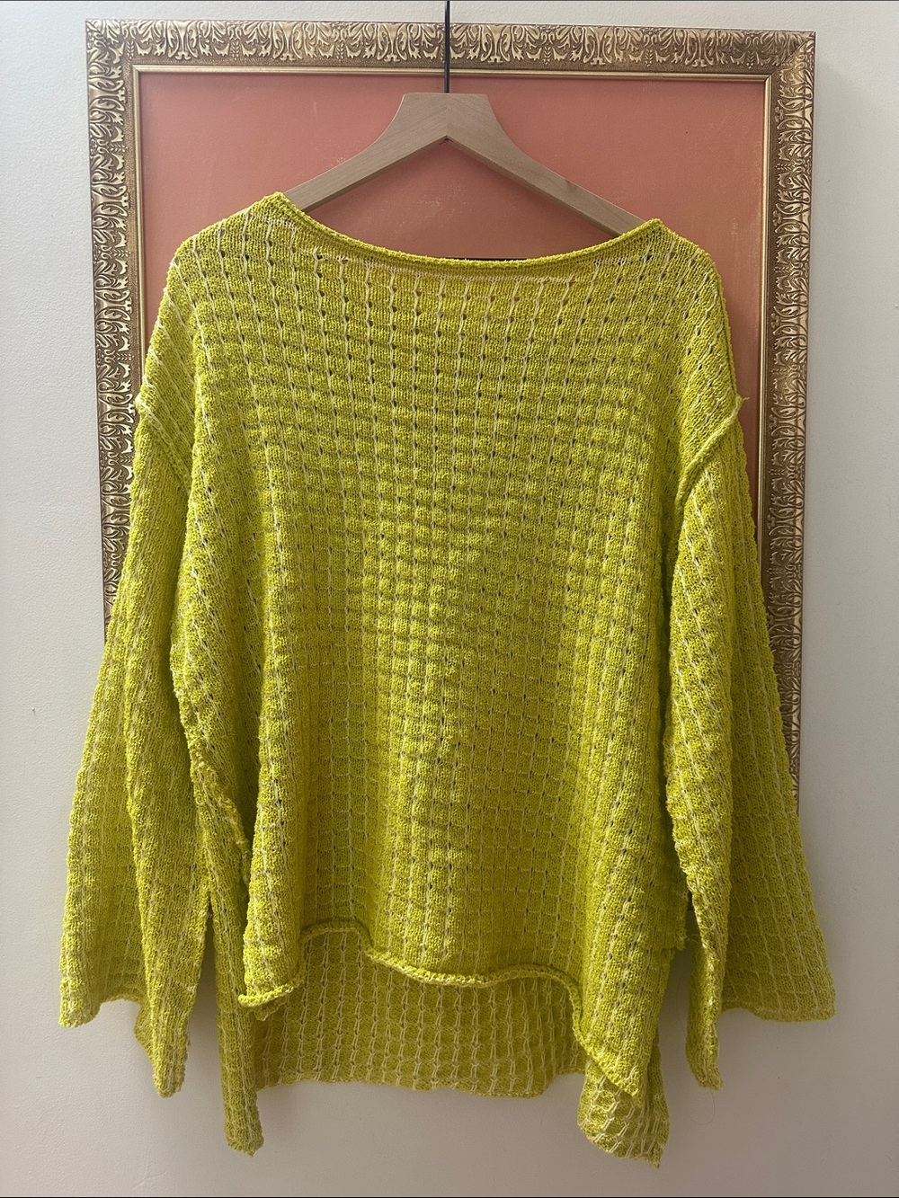 Davi & Dani Women’s Lightweight Waffle Knit Sweater – Yellow Chartreuse